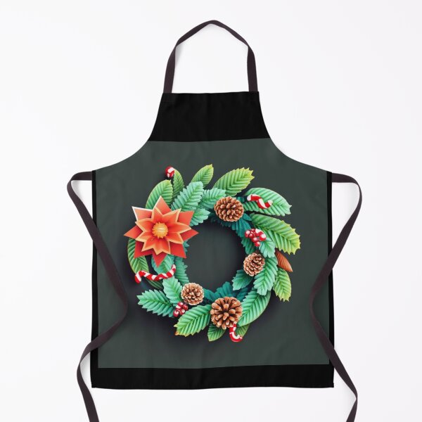 Item preview, spruce wreath, bright green, flower, red fabrics Christmas spruce wreath Star of Bethlehem red black green plantain designed and sold by gulka8.