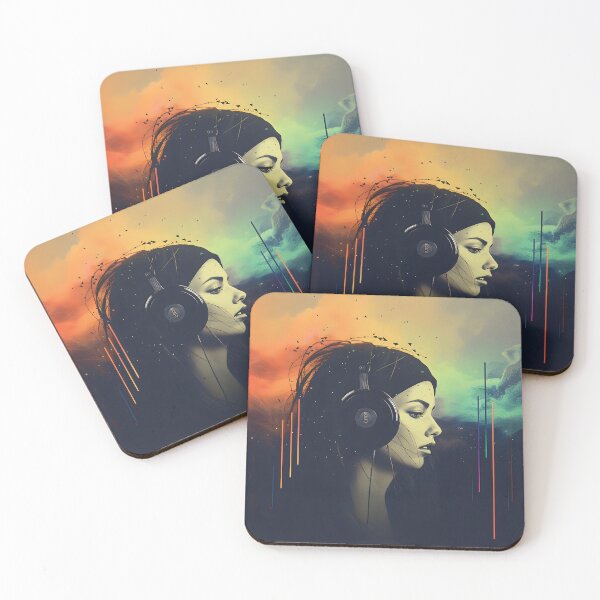 Item preview, Tunes in Her Ears - Young woman with headphones designed and sold by ColorConsole.