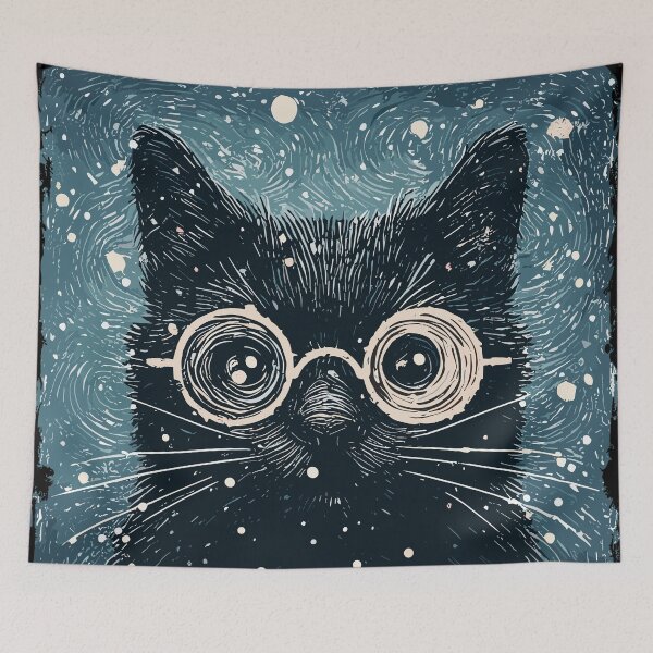 Item preview, Artistic black cat impressionism abstract art designed and sold by TomFrontierArt.