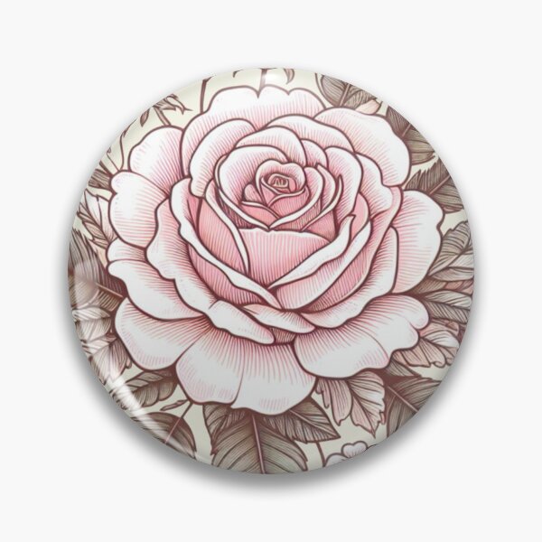 Item preview, Vintage Style Pink Rose Stem Doodle - Taupe Background designed and sold by Star-Fragment.