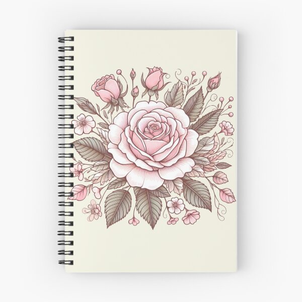 Item preview, Vintage Style Pink Rose Stem Doodle - Taupe Background designed and sold by Star-Fragment.