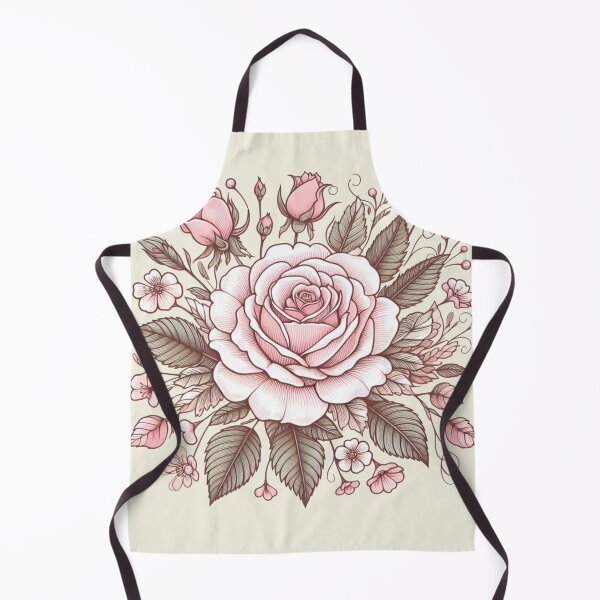Item preview, Vintage Style Pink Rose Stem Doodle - Taupe Background designed and sold by Star-Fragment.