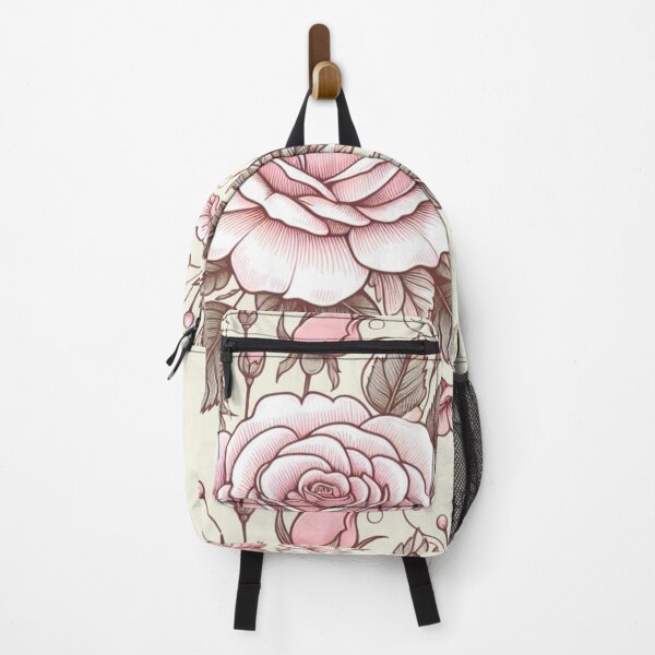 Item preview, Vintage Style Pink Rose Stem Doodle - Taupe Background designed and sold by Star-Fragment.