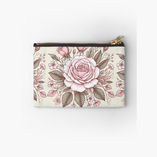 Item preview, Vintage Style Pink Rose Stem Doodle - Taupe Background designed and sold by Star-Fragment.