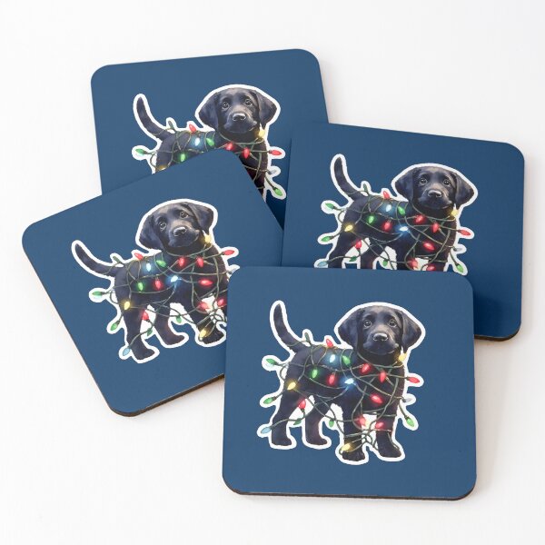 Item preview, Cute black Labrador puppy tangled up in Christmas lights designed and sold by shirtsmugslife.
