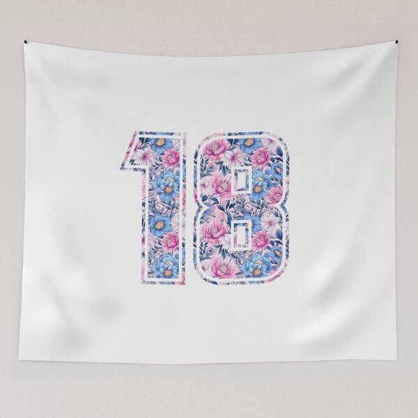 Item preview, 18th Birthday, floral number 18, girl's, teenager's designed and sold by iclipart.