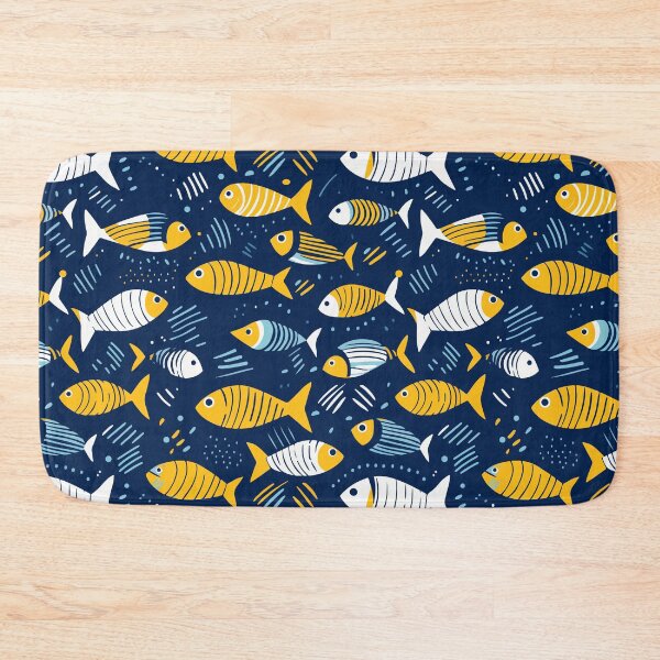 Item preview, Blue and Yellow Fish Pattern designed and sold by Blue-Banana.