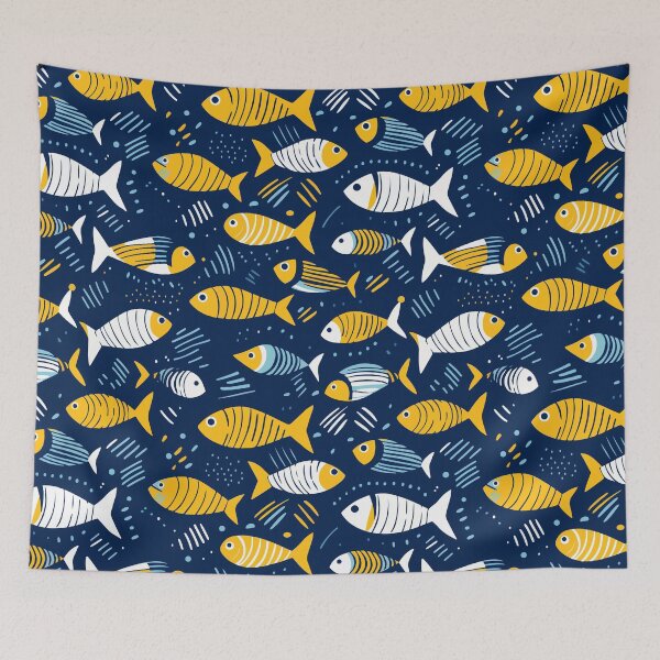 Item preview, Blue and Yellow Fish Pattern designed and sold by Blue-Banana.