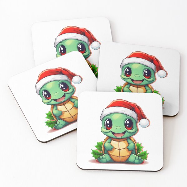 Item preview, Chibi happy Turtle with red Santa hat designed and sold by KawaiiArtStyle.