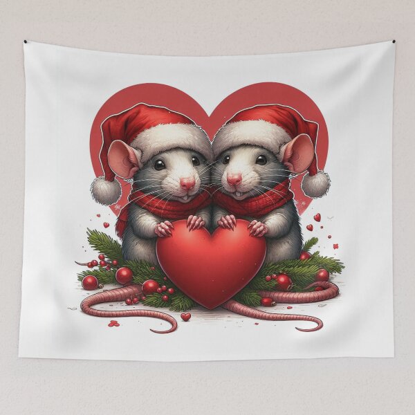 Artikelvorschau, Zwei Weihnachtsratten mit Herz entworfen und verkauft von neelfs.