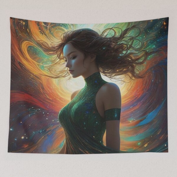 Item preview, Free-Spirited Woman with Vibrant, Waving Hair designed and sold by RK - Shop.