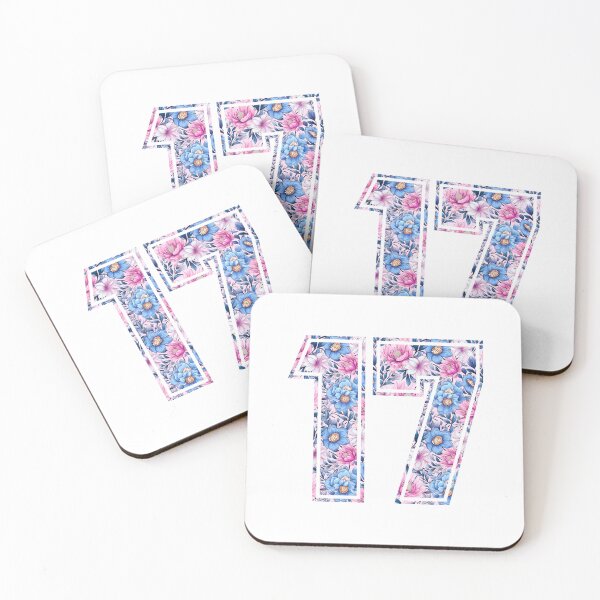Item preview, 17th Birthday, floral number 17, girl's, teenager's designed and sold by iclipart.