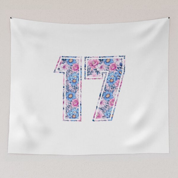 Item preview, 17th Birthday, floral number 17, girl's, teenager's designed and sold by iclipart.
