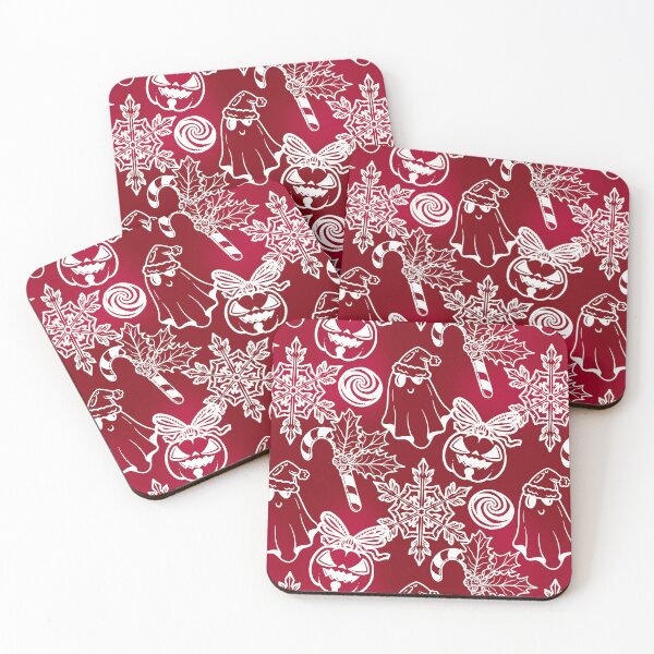 Item preview, Spooky Christmas Red Ghost Pumpkin Candy Cane Pattern designed and sold by ArtMeetsPizza.
