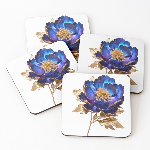 Item preview, Prismatic Azure Blue and Purple Golden Flower. Metallic/Organic Flowers. designed and sold by ChangeOfPace.