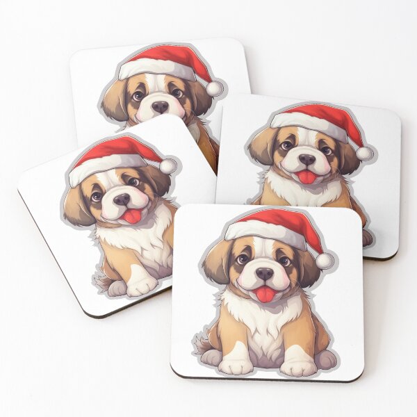 Item preview, Chibi St Bernard Dog with red Santa hat designed and sold by KawaiiArtStyle.