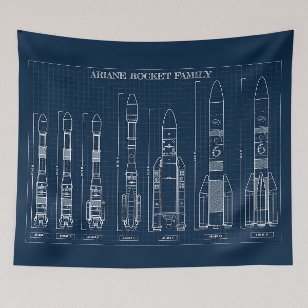 Item preview, Ariane Rocket Family (Navy Blueprint) designed and sold by BGALAXY.