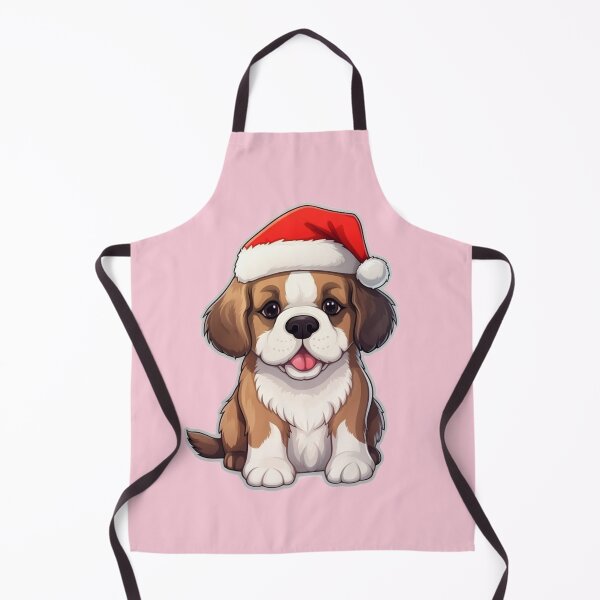 Item preview, Chibi St Bernard Dog with red Santa hat designed and sold by KawaiiArtStyle.