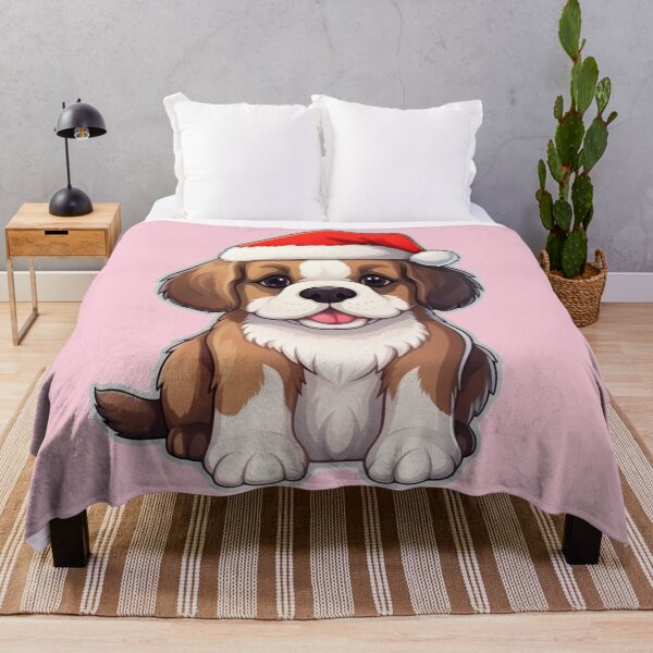 Item preview, Chibi St Bernard Dog with red Santa hat designed and sold by KawaiiArtStyle.