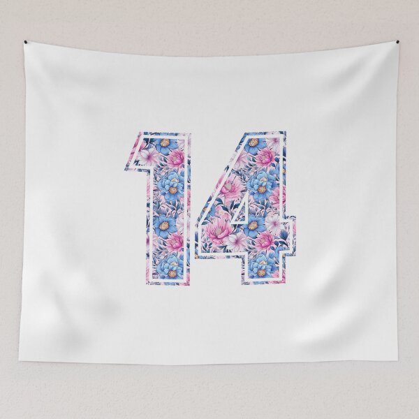 Item preview, 14th Birthday, floral number 14, girl's, teenager's designed and sold by iclipart.