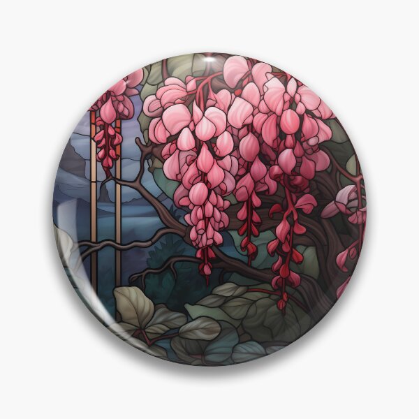 Item preview, Stained Glass Mountain Vista with Bleeding Hearts designed and sold by Matt's Artificial Nature.