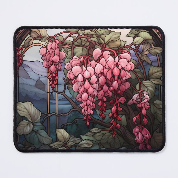 Item preview, Stained Glass Mountain Vista with Bleeding Hearts designed and sold by Matt's Artificial Nature.