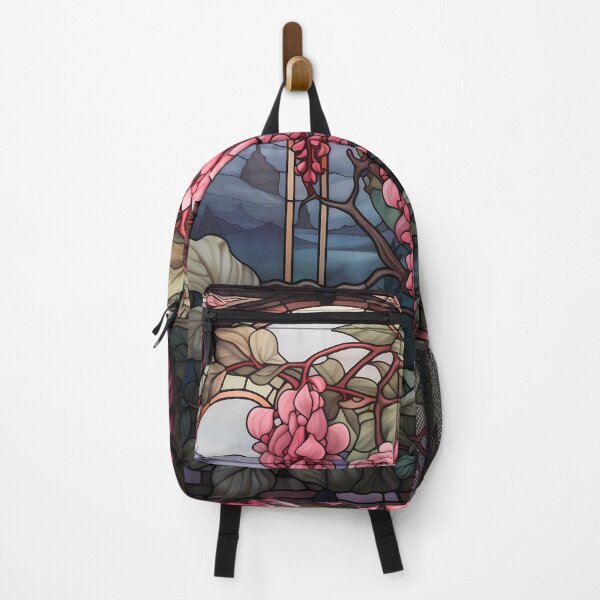Item preview, Stained Glass Mountain Vista with Bleeding Hearts designed and sold by Matt's Artificial Nature.