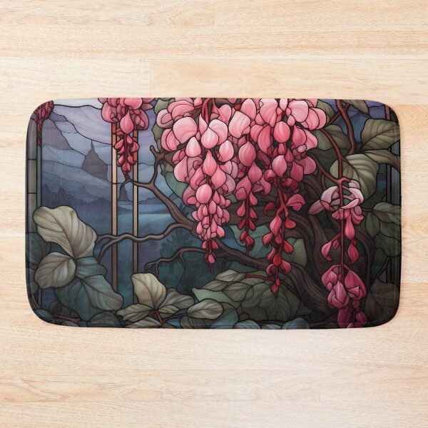 Item preview, Stained Glass Mountain Vista with Bleeding Hearts designed and sold by Matt's Artificial Nature.