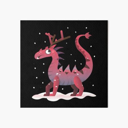 Christmas Snow Dragon Cartoon Art Board Print