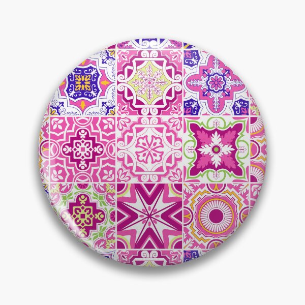 Aperçu de l'œuvre Colorful Pink Azulejo Portuguese Tile Vector Patterned Artwork 17 créée et vendue par ilonitta.