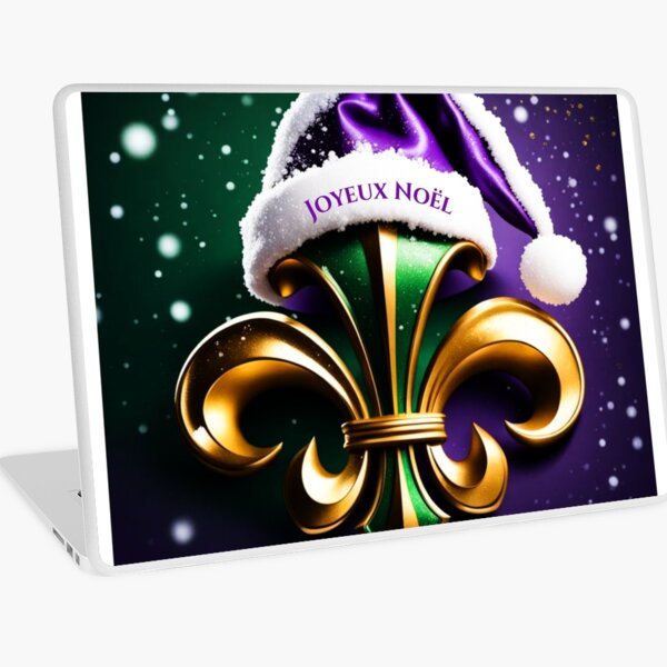 Aperçu de l'œuvre Joyeux Noël Fleur De Lis Design créée et vendue par trailsitravel.