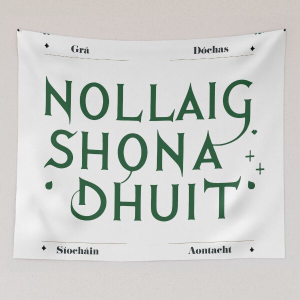 Item preview, Celtic Typography Art 'Nollaig Shona Dhuit' - Minimalist with Gaelic Words of Love, Hope, Peace, Unity designed and sold by Tommy Studio.