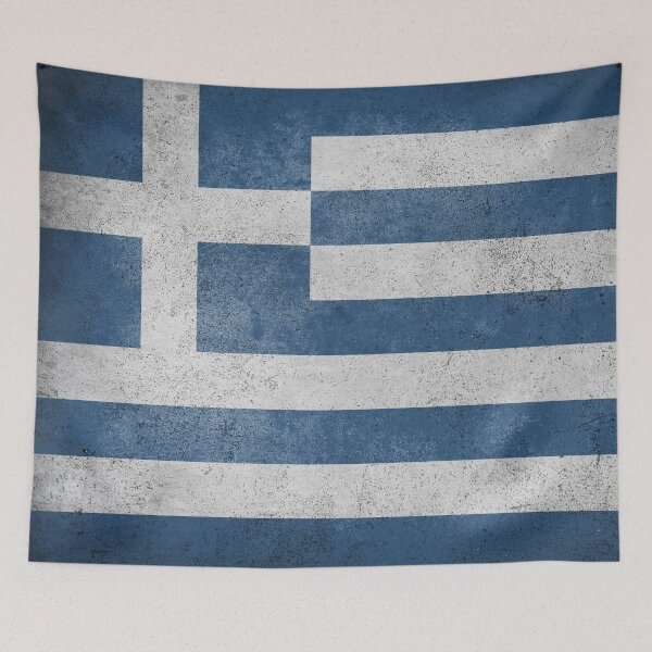 Aperçu de l'œuvre Drapeau de la Grèce en détresse, vieux, fané et usé (Η Γαλανόλευκη - Le bleu et le blanc) créée et vendue par STUDIO-72.