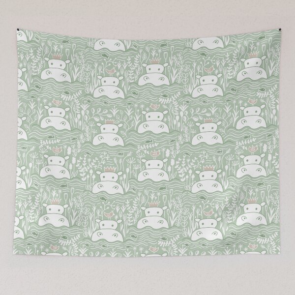 Item preview, Boho Baby Hippos Swimming designed and sold by creativinchi.