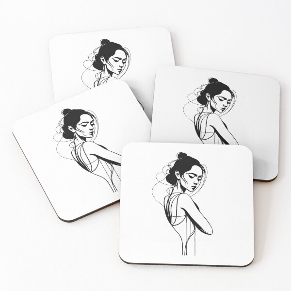 Item preview, woman figure profile white black line drawing designed and sold by gulka8.