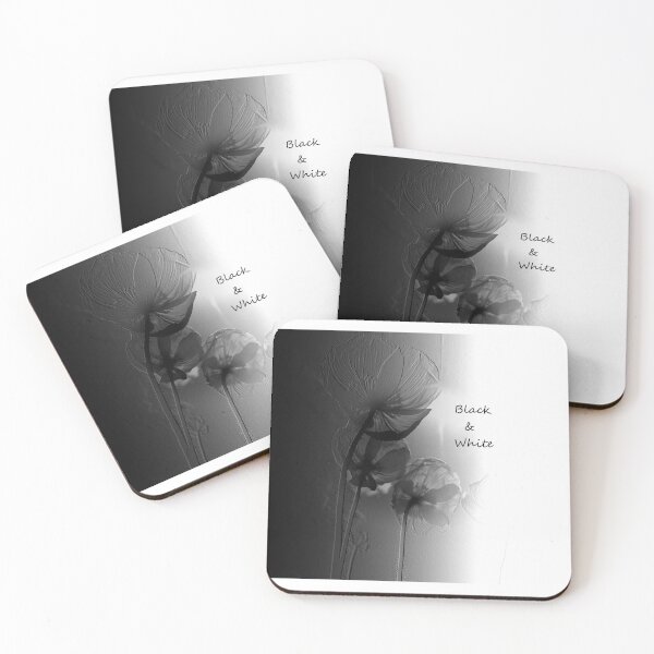 Item preview, Black&White poppies photo, gray embossed pattern, black/white transition designed and sold by evadesignbubble.