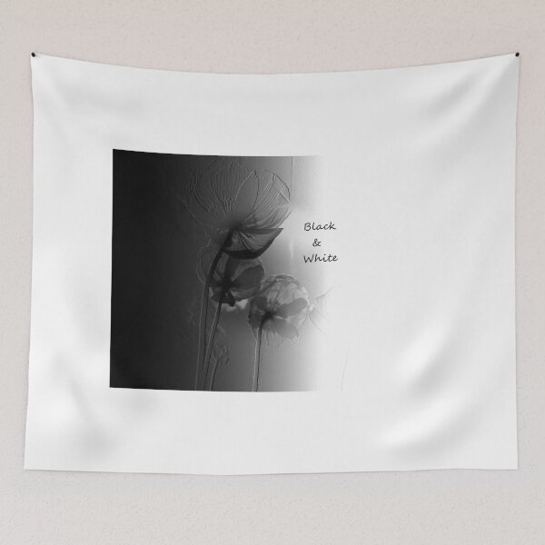 Item preview, Black&White poppies photo, gray embossed pattern, black/white transition designed and sold by evadesignbubble.