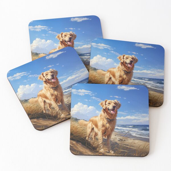 Item preview, Golden retriever on the beach designed and sold by PetsArt.