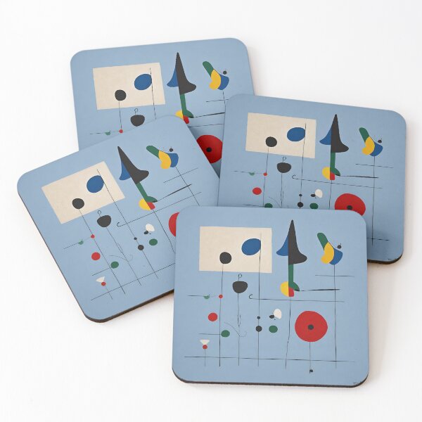 Item preview, Joan Miro Inspired Light Blue Digital Art with Lines designed and sold by bettypure.