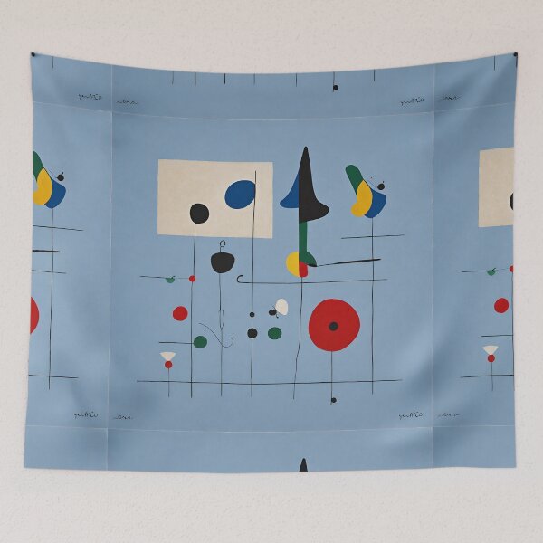 Item preview, Joan Miro Inspired Light Blue Digital Art with Lines designed and sold by bettypure.