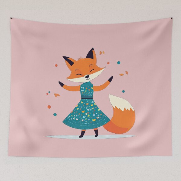 Item preview, Female fox in a dress dancing designed and sold by Bilisik.
