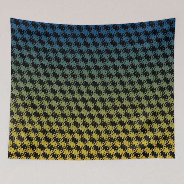 Item preview, Space Invader Dogtooth Pattern Black Blue and Yellow Fade designed and sold by Quooki.