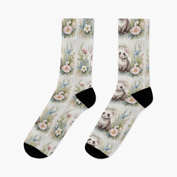 Item preview, Watercolor Cute Baby Ferret with Flowers designed and sold by lovelyandcute.