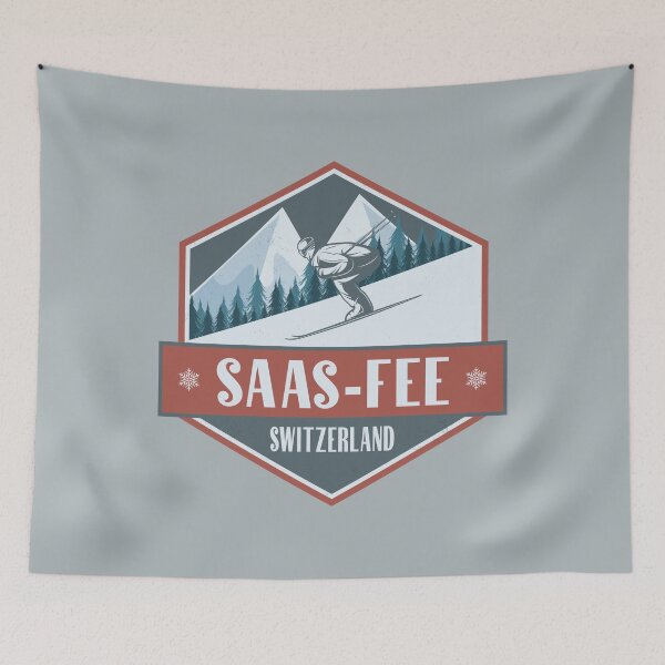 Item preview, Saas-Fee Switzerland Vintage Skiing Design designed and sold by CynthiaGraphics.