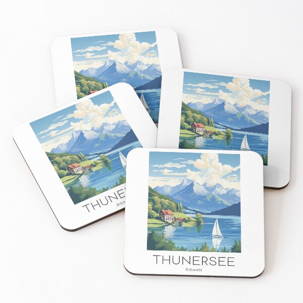 Item preview, A Vintage Travel Illustration of the Lake Thun - Switzerland / Thunersee Schweiz designed and sold by GoodOldVintage.