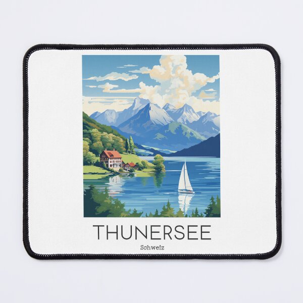 Item preview, A Vintage Travel Illustration of the Lake Thun - Switzerland / Thunersee Schweiz designed and sold by GoodOldVintage.