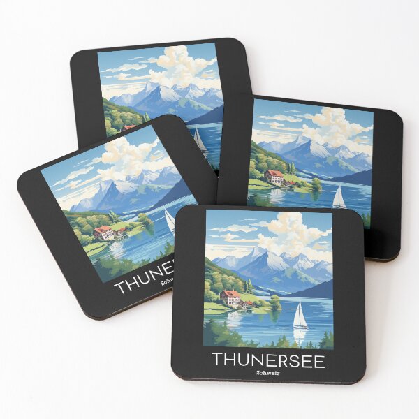 Item preview, A Vintage Travel Illustration of the Lake Thun - Switzerland / Thunersee Schweiz designed and sold by GoodOldVintage.