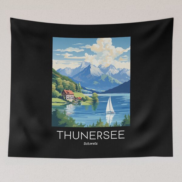 Item preview, A Vintage Travel Illustration of the Lake Thun - Switzerland / Thunersee Schweiz designed and sold by GoodOldVintage.