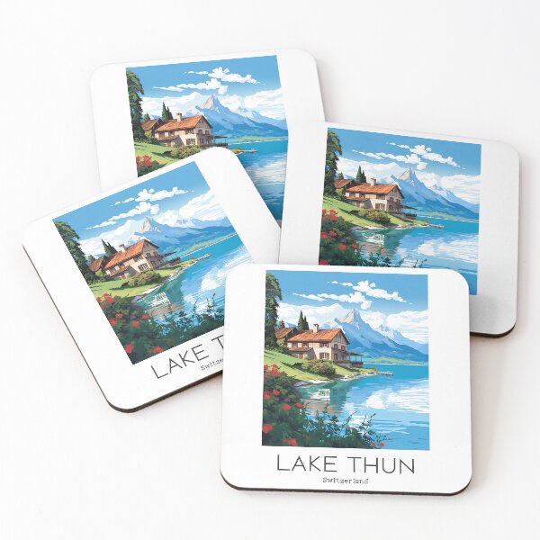 Item preview, A Vintage Travel Illustration of the Lake Thun - Switzerland / Thunersee Schweiz designed and sold by GoodOldVintage.