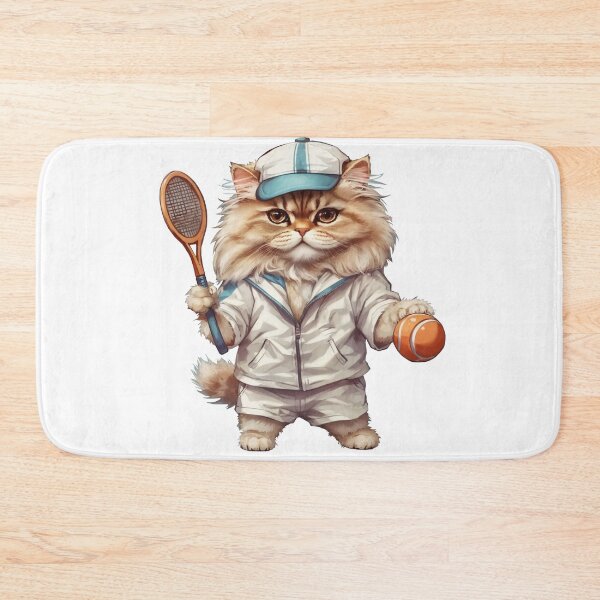 Item preview, Adorable Persian cat, male tennis player, prepares to serve the ball designed and sold by chathai.